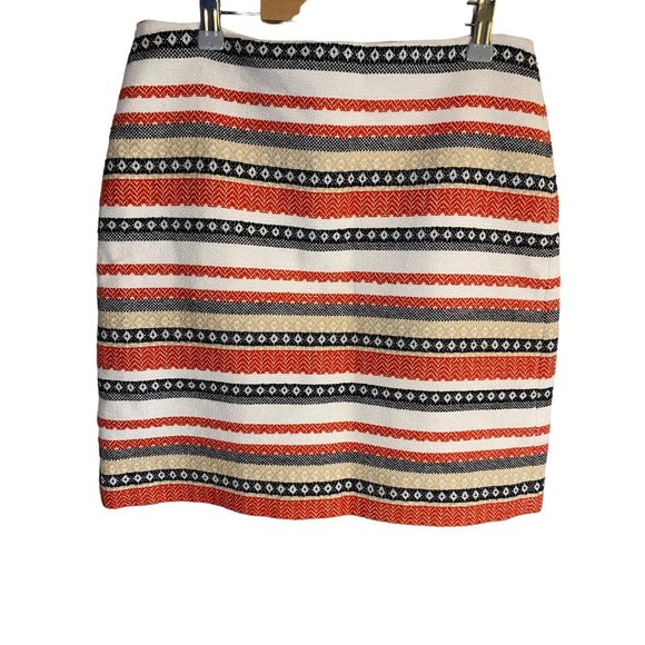 Loft Multicolor red black cream Textured Skirt Women's 4 - Picture 1 of 10